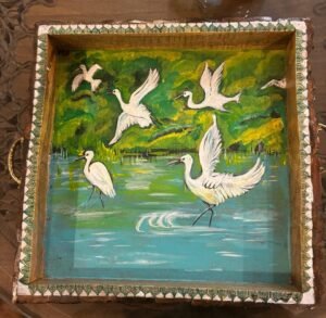 Swan Lake at wooden tray