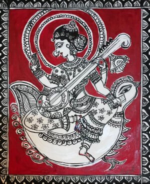 Saraswati Maa in Kalamkari style
