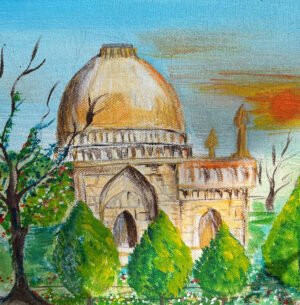 Sun rise at Lodi Garden at small canvas suitable as table painting with stand)